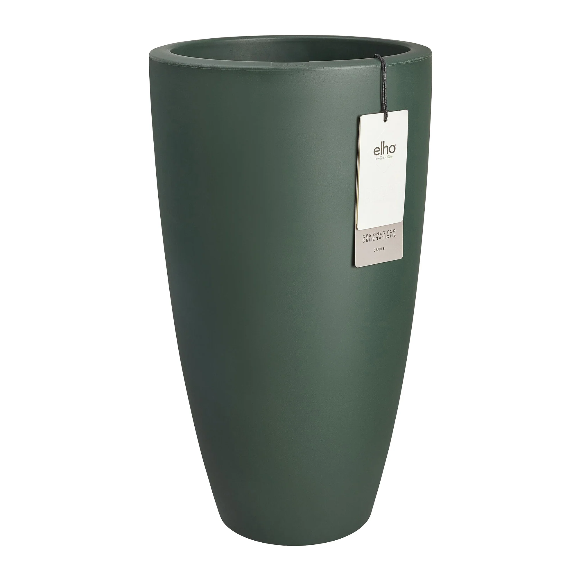 Elho June Round High 30 - Groen - L 30 x B x H 53 cm - Binnen en Buiten - 100% gerecycled kunststof