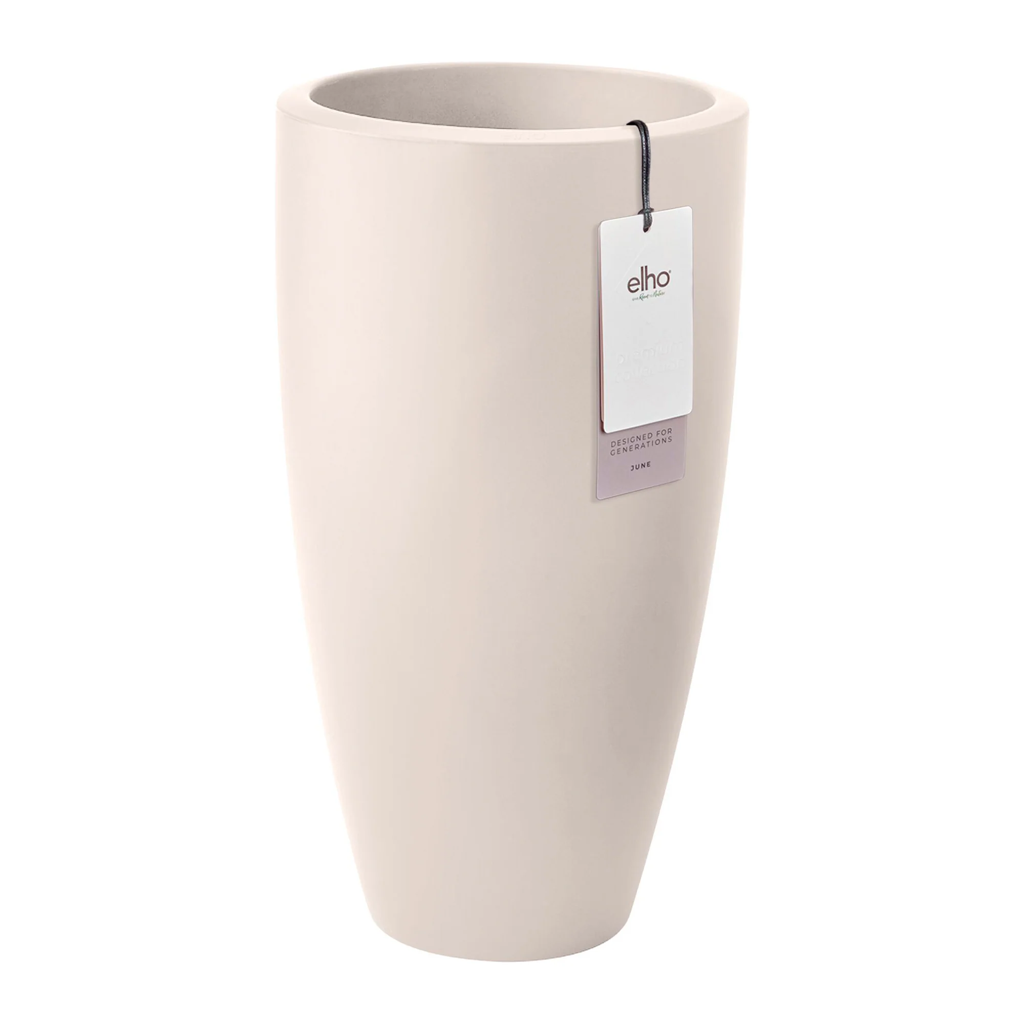 Elho June Round High 30 - Linnen wit - L 30 x B x H 53 cm - Binnen en Buiten - 100% gerecycled kunststof