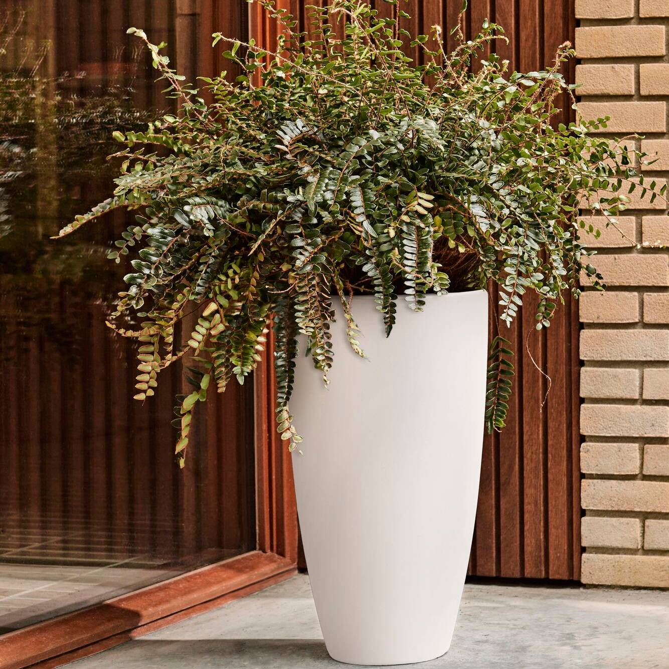 Elho June Round High 30 - Linnen wit - L 30 x B x H 53 cm - Binnen en Buiten - 100% gerecycled kunststof - Image 3