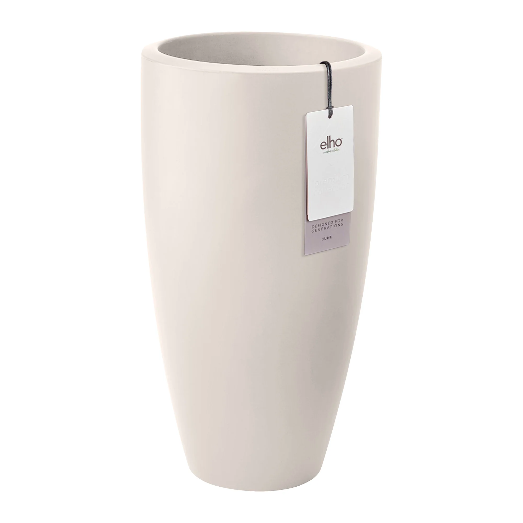 Elho June Round High 40 - Linnen wit - Ø 39 x H 70 cm - Binnen en Buiten - 100% gerecycled kunststof