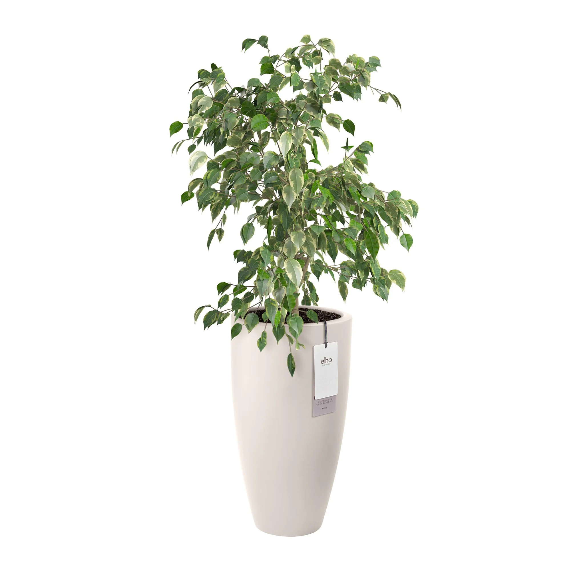 Elho June Round High 40 - Linnen wit - Ø 39 x H 70 cm - Binnen en Buiten - 100% gerecycled kunststof - Image 4