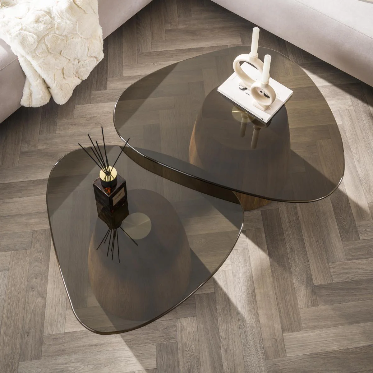 Fraaai - Caruso salontafels - driehoekig - set van 2 - smoked glass - Image 3