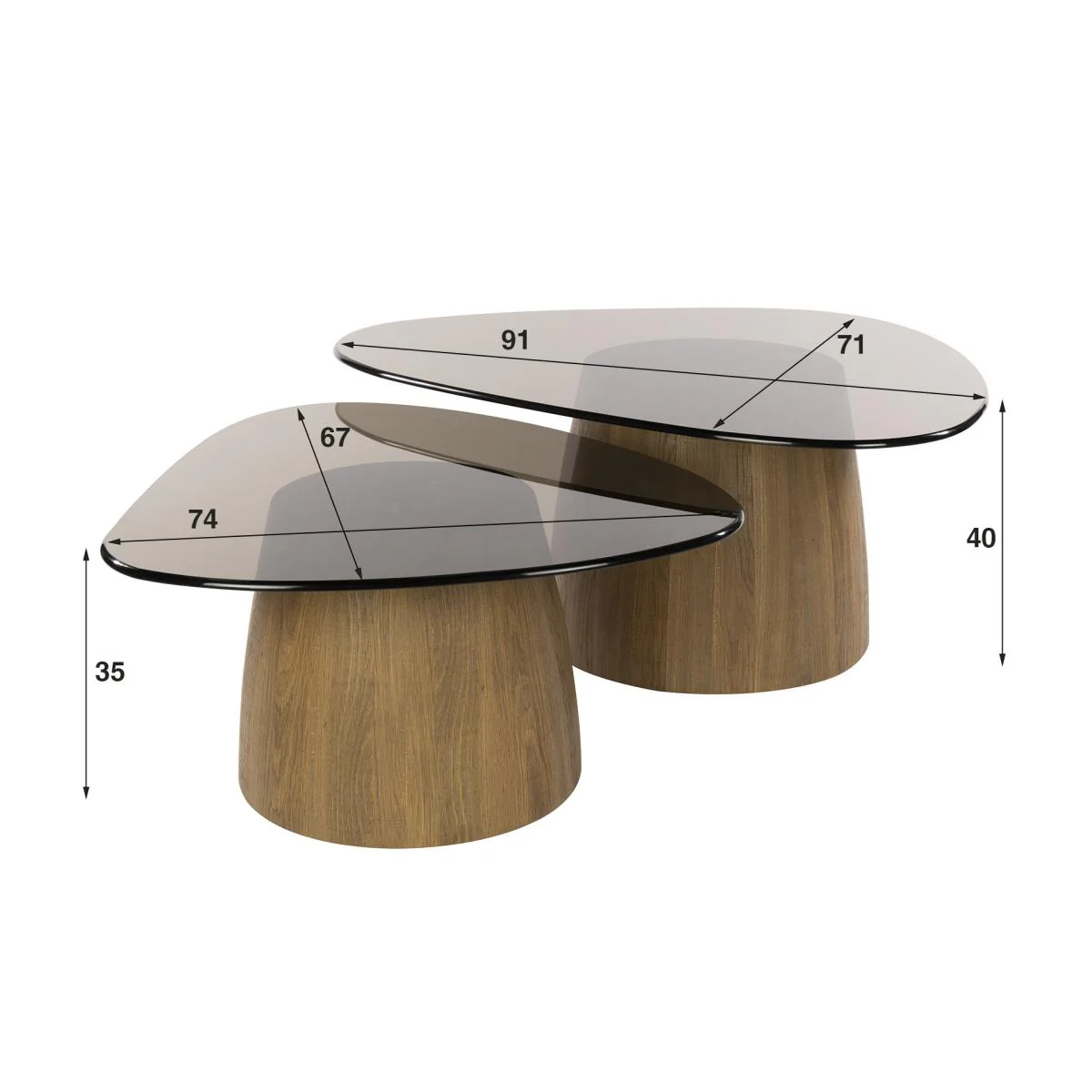 Fraaai - Caruso salontafels - driehoekig - set van 2 - smoked glass - Image 5