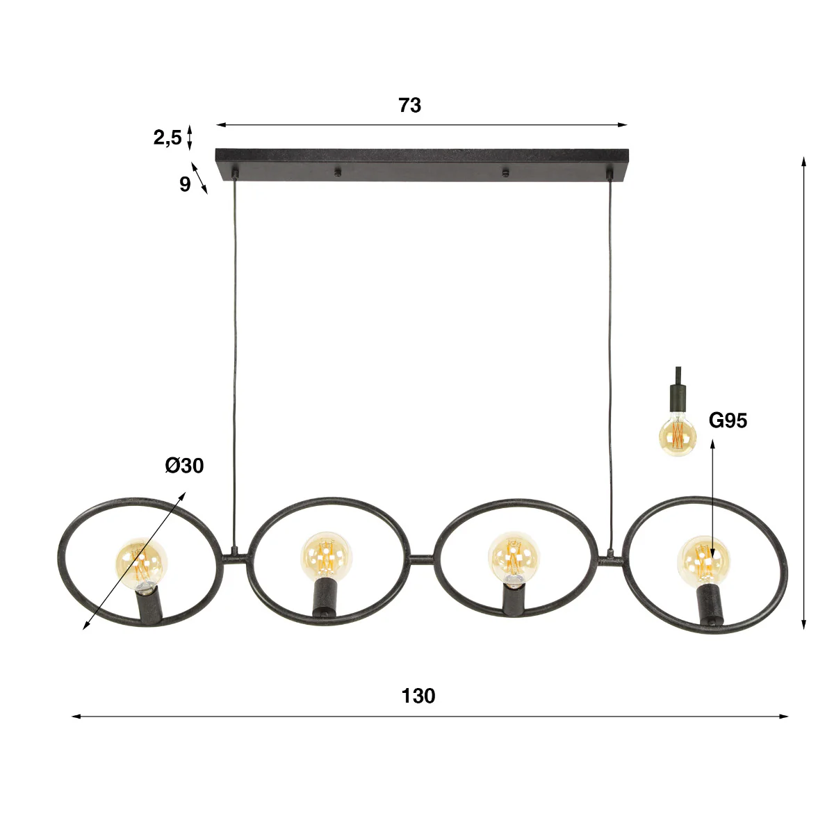 Fraaai - Hunter hanglamp 4-lichts - zwart - Image 5
