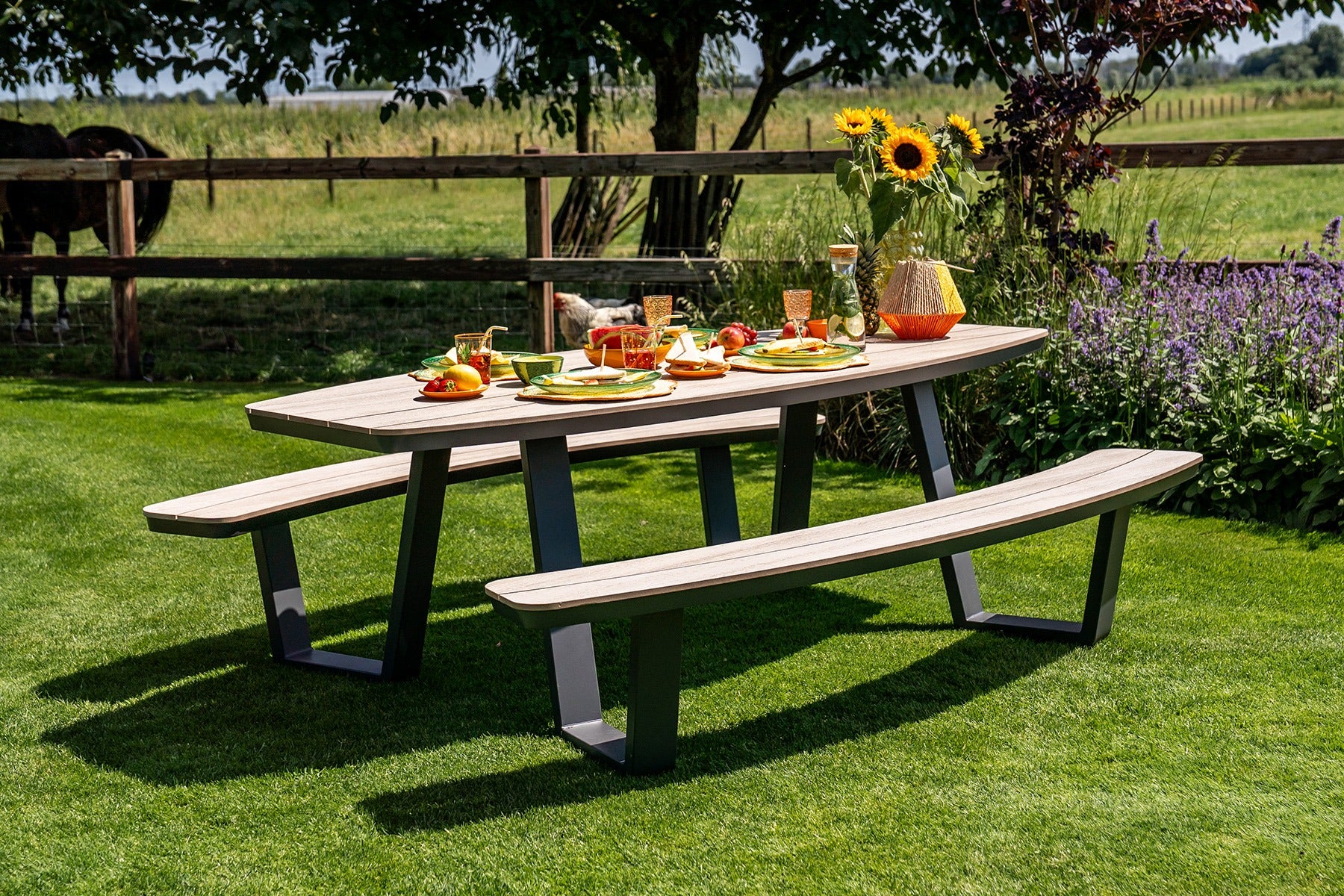 Garden Impressions Sarria picknick set ovaal 220 x 193 - donker grijs - Image 2