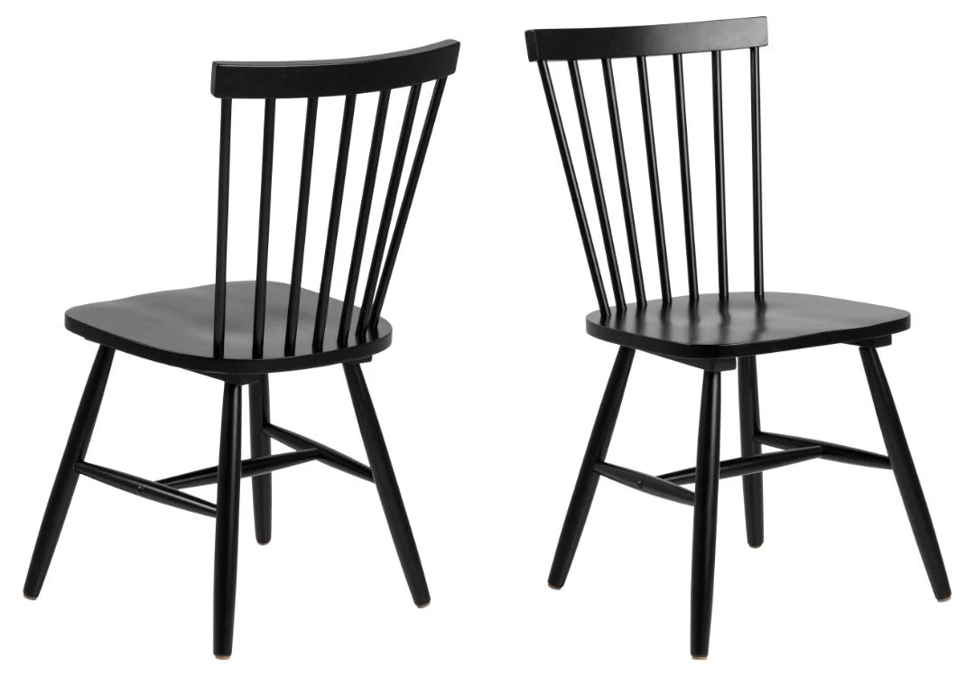 Giga Living - Eetkamerstoel - Zwart - Zithoogte 44,5cm - Urvik - Set van 2