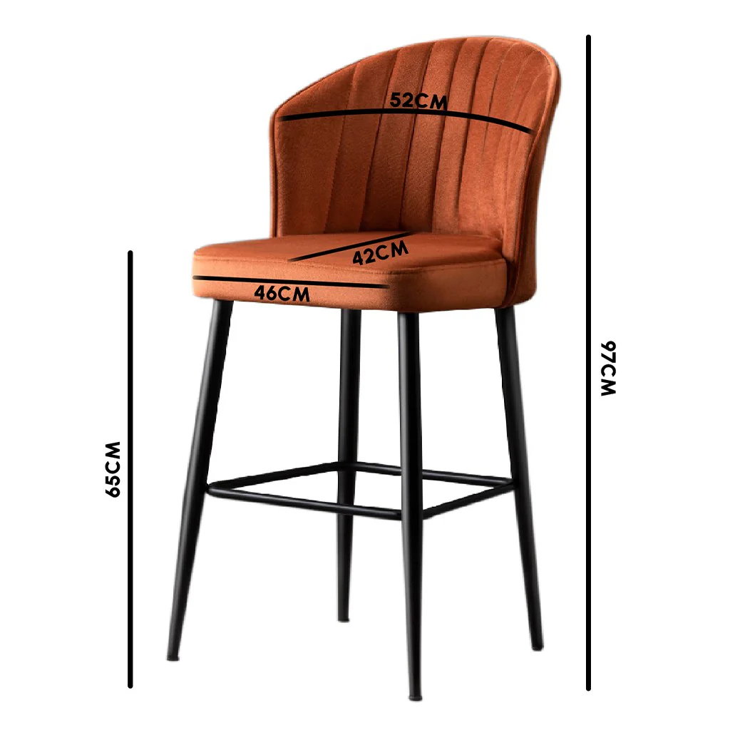 Giga Meubel - Barkruk Geel Stof - Zithoogte 65cm - Rubi - Image 3
