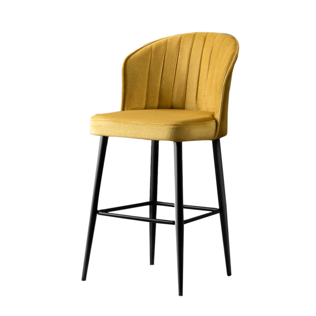 Giga Meubel - Barkruk Geel Stof - Zithoogte 65cm - Rubi - Image 4