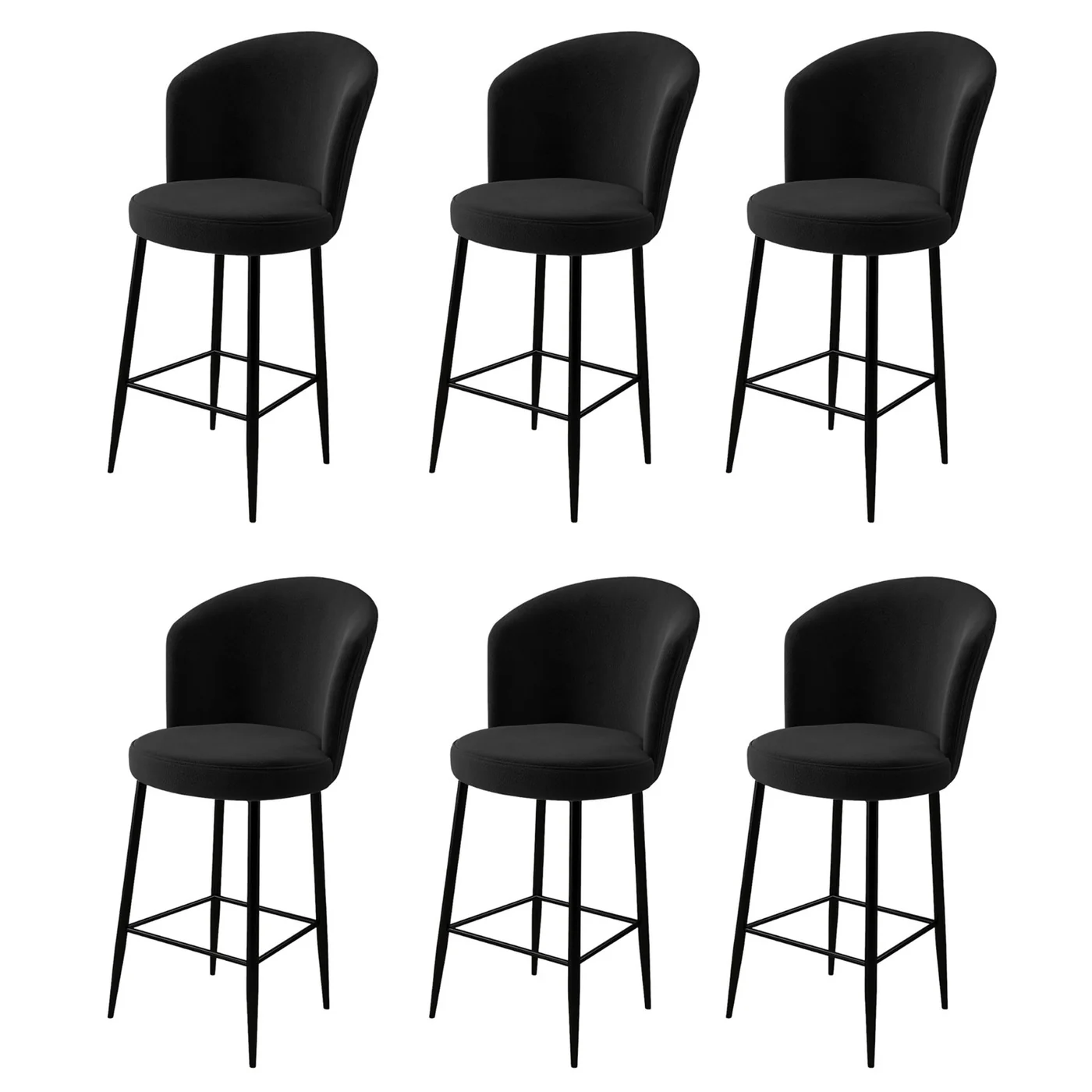 Giga Meubel - Barkruk Zwart Metaal-Stof - Zithoogte 70cm - Fora