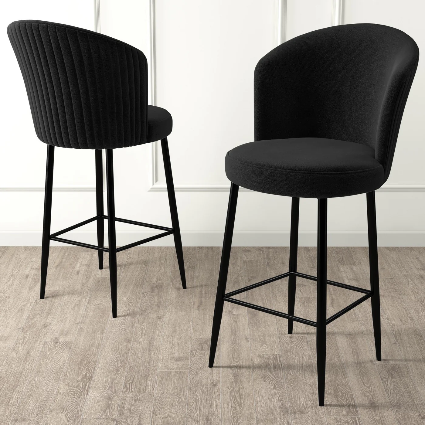 Giga Meubel - Barkruk Zwart Metaal-Stof - Zithoogte 70cm - Fora - Image 2