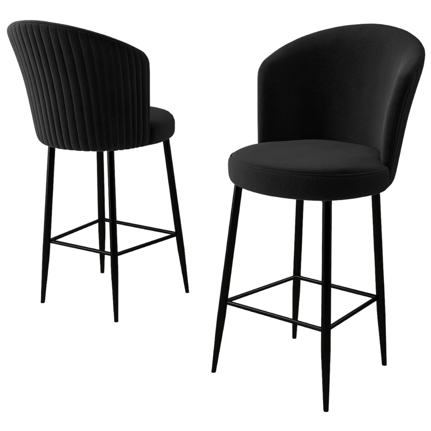 Giga Meubel - Barkruk Zwart Metaal-Stof - Zithoogte 70cm - Fora - Image 4