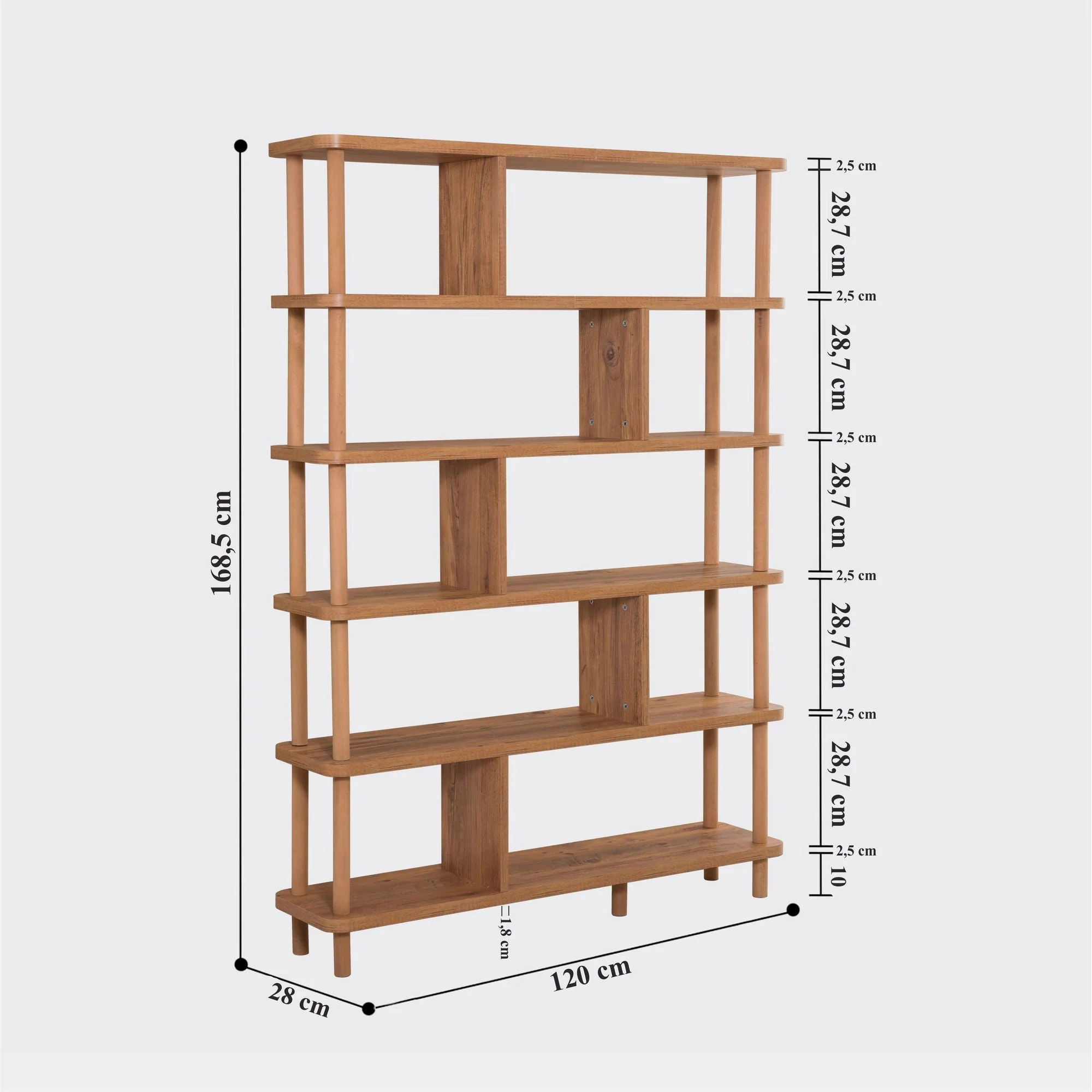 Giga Meubel - Boekenkast Naturel - 120x28x168,5cm - Meta - Image 3