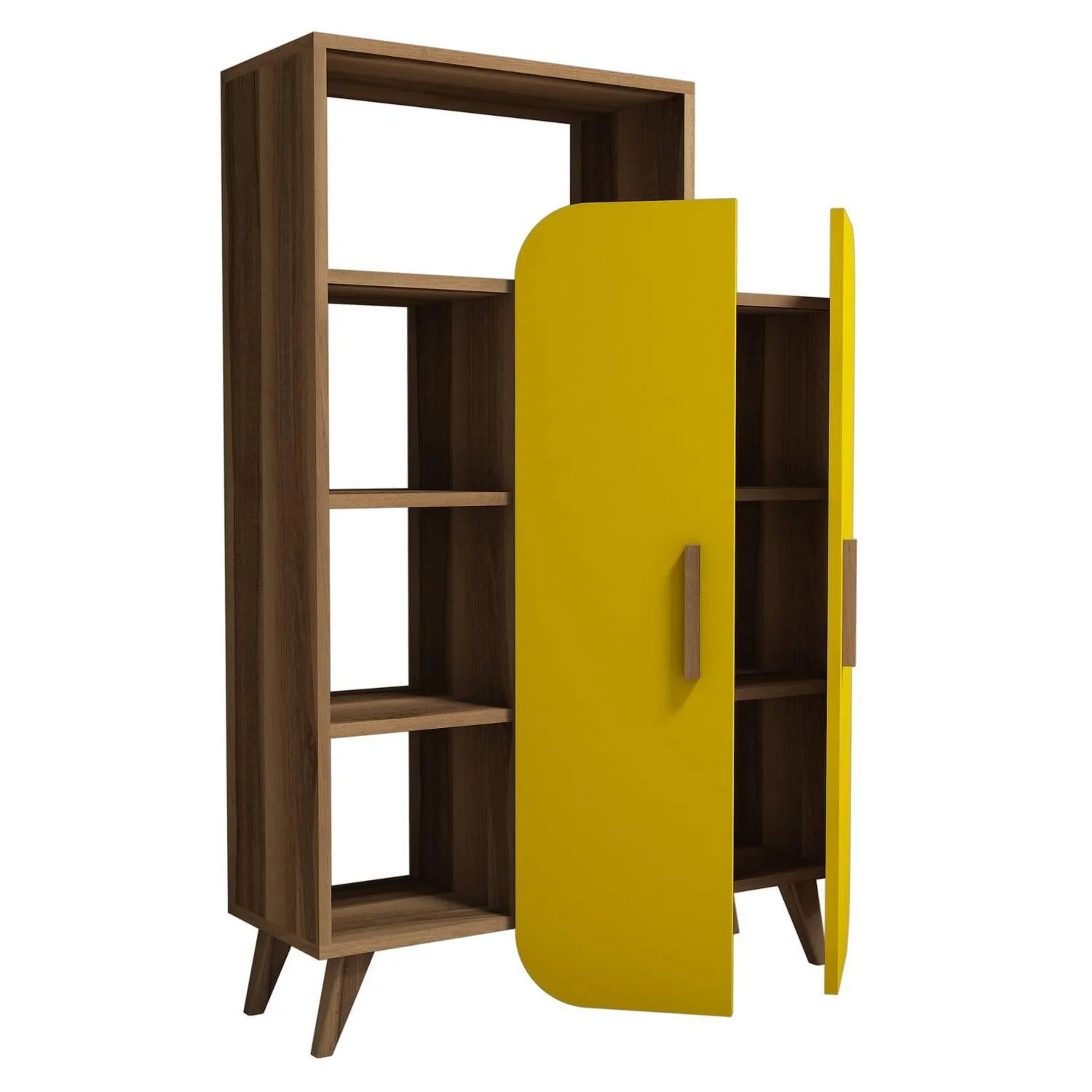 Giga Meubel - Boekenkast Walnoot|Geel Hout - 90x32x132cm - Form - Image 5