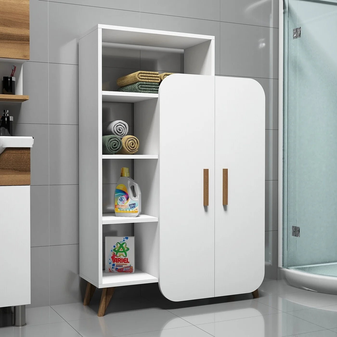Giga Meubel - Boekenkast Wit Hout - 90x32x132cm - Form - Image 2