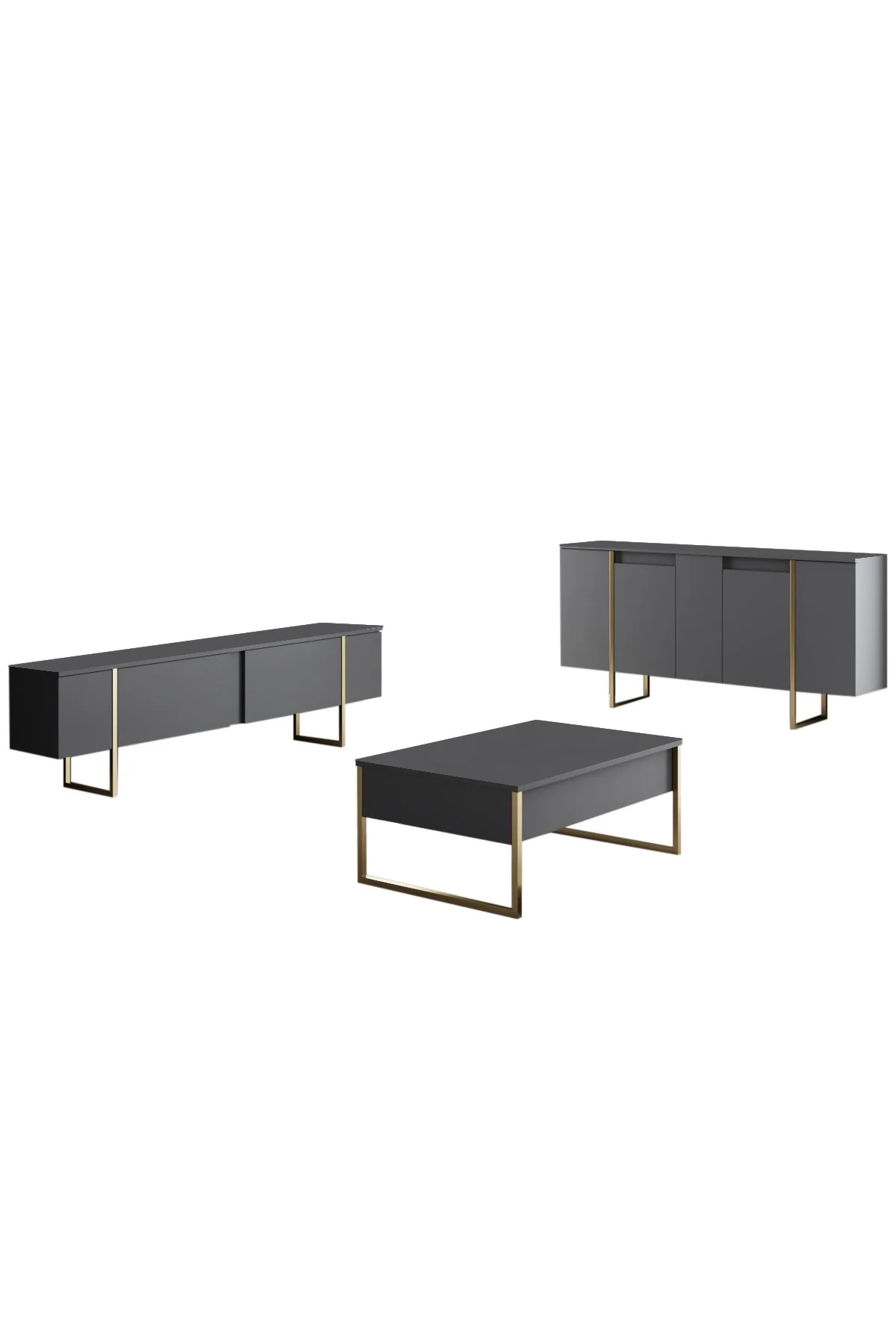 Giga Meubel - Dressoir Antraciet|Goud - 160x35x80cm - Luxe - Image 11