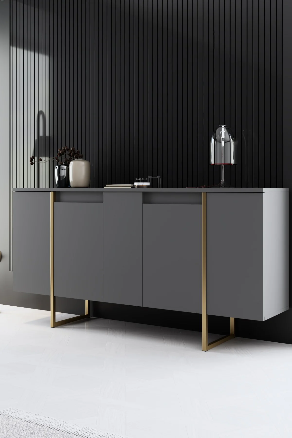 Giga Meubel - Dressoir Antraciet|Goud - 160x35x80cm - Luxe - Image 2