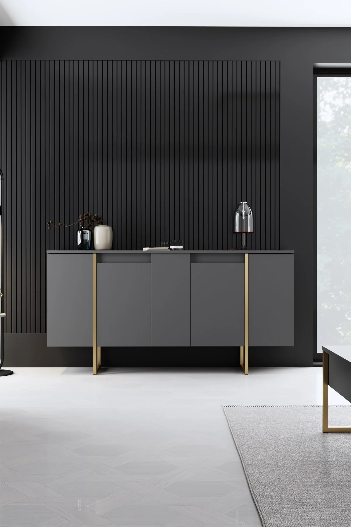 Giga Meubel - Dressoir Antraciet|Goud - 160x35x80cm - Luxe - Image 6
