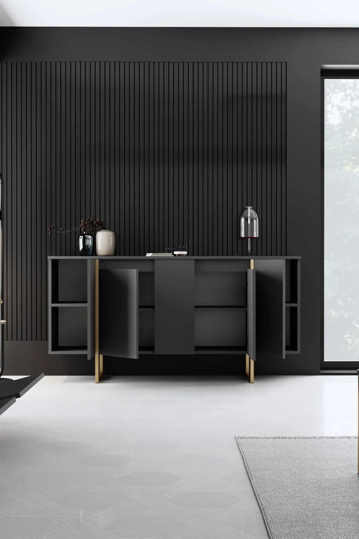 Giga Meubel - Dressoir Antraciet|Goud - 160x35x80cm - Luxe - Image 8