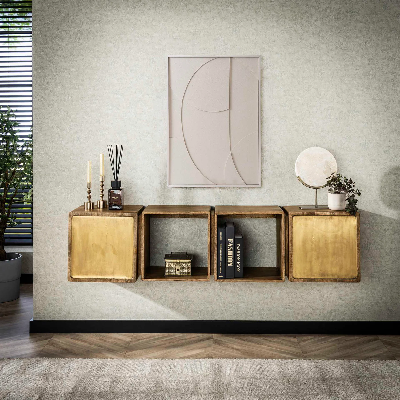 Giga Meubel - Dressoir Naturel Hout - 169x36x41cm - Brass - Image 2
