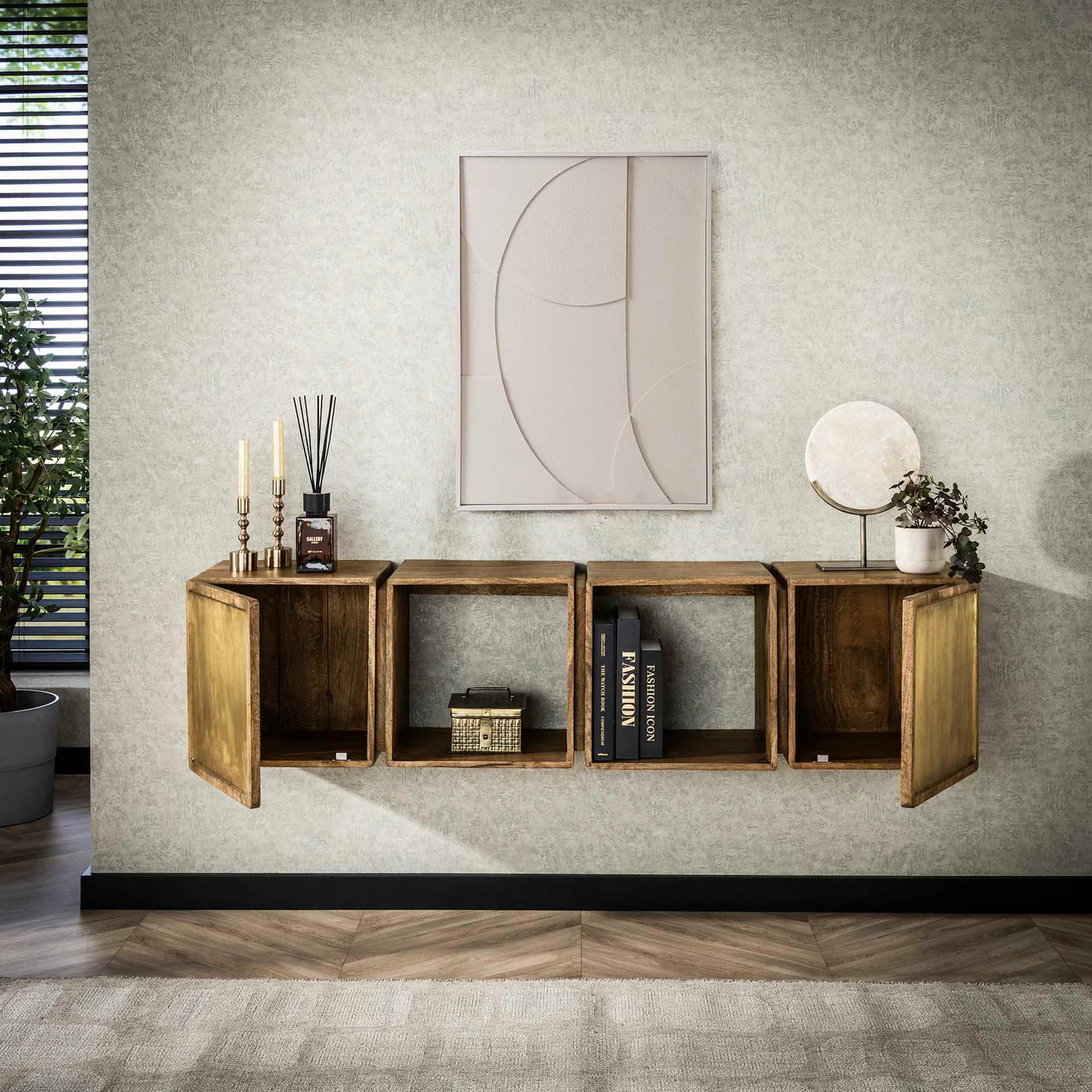 Giga Meubel - Dressoir Naturel Hout - 169x36x41cm - Brass - Image 3