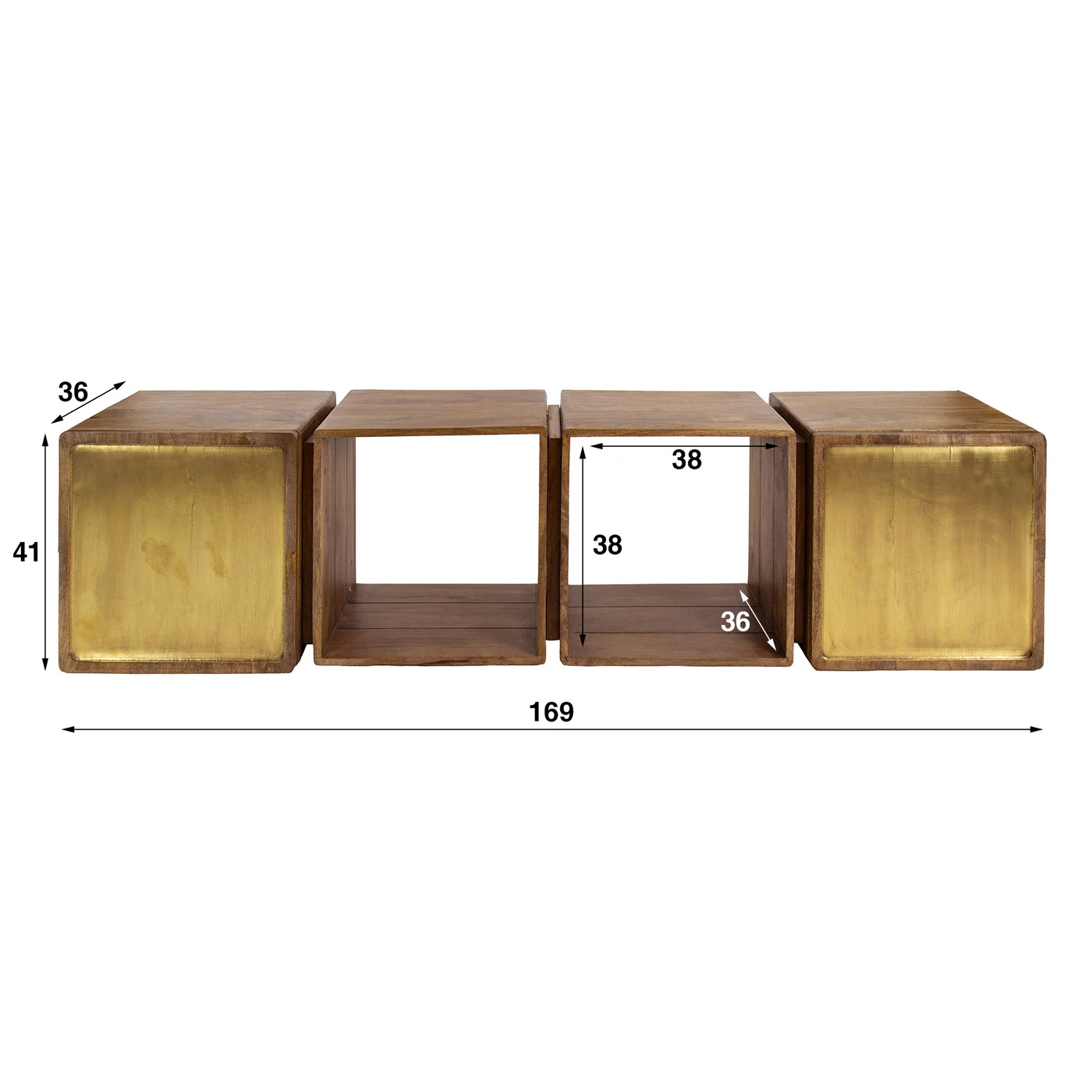 Giga Meubel - Dressoir Naturel Hout - 169x36x41cm - Brass - Image 5
