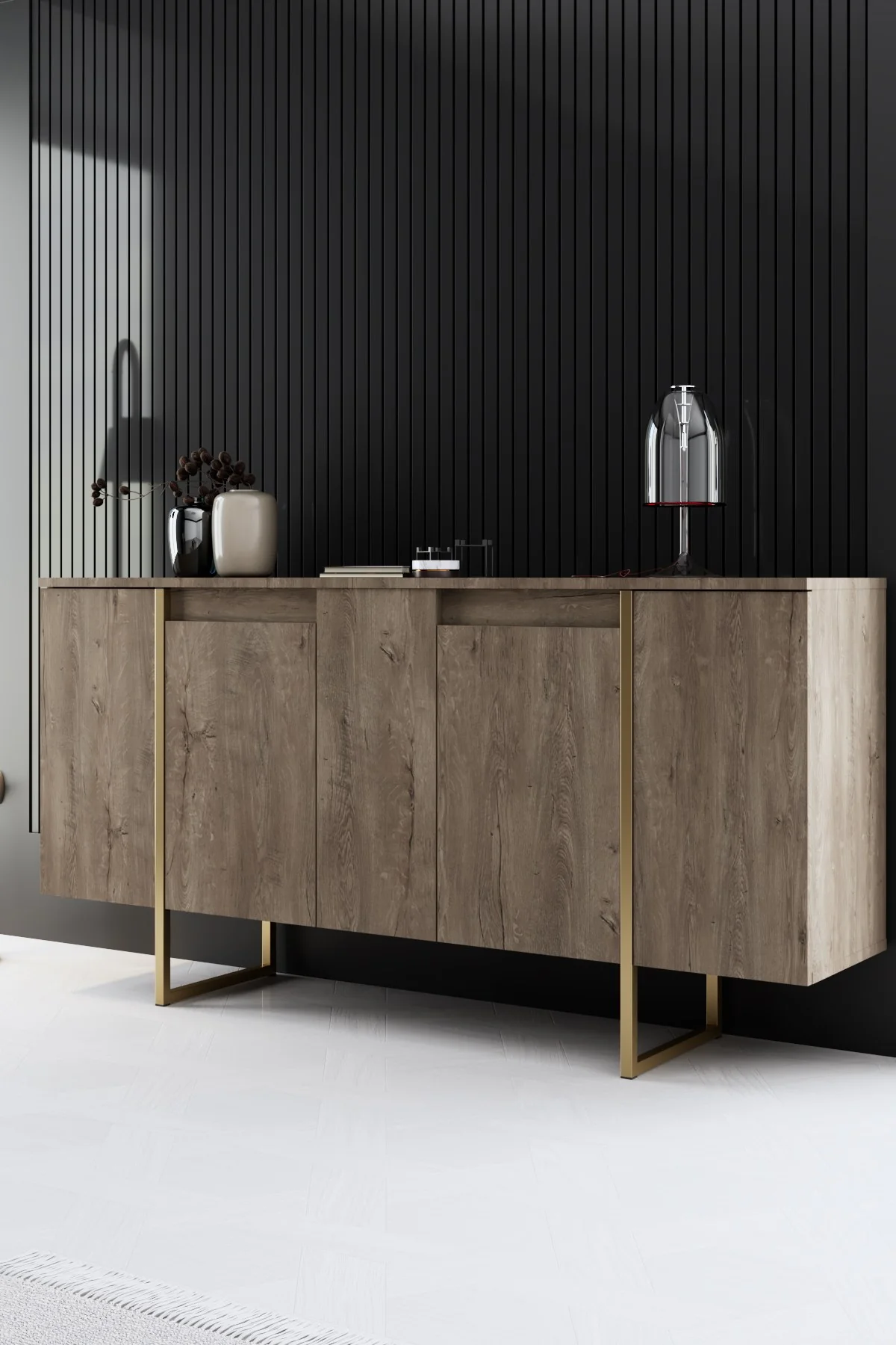 Giga Meubel - Dressoir Walnoot|Goud - 160x35x80cm - Luxe - Image 2