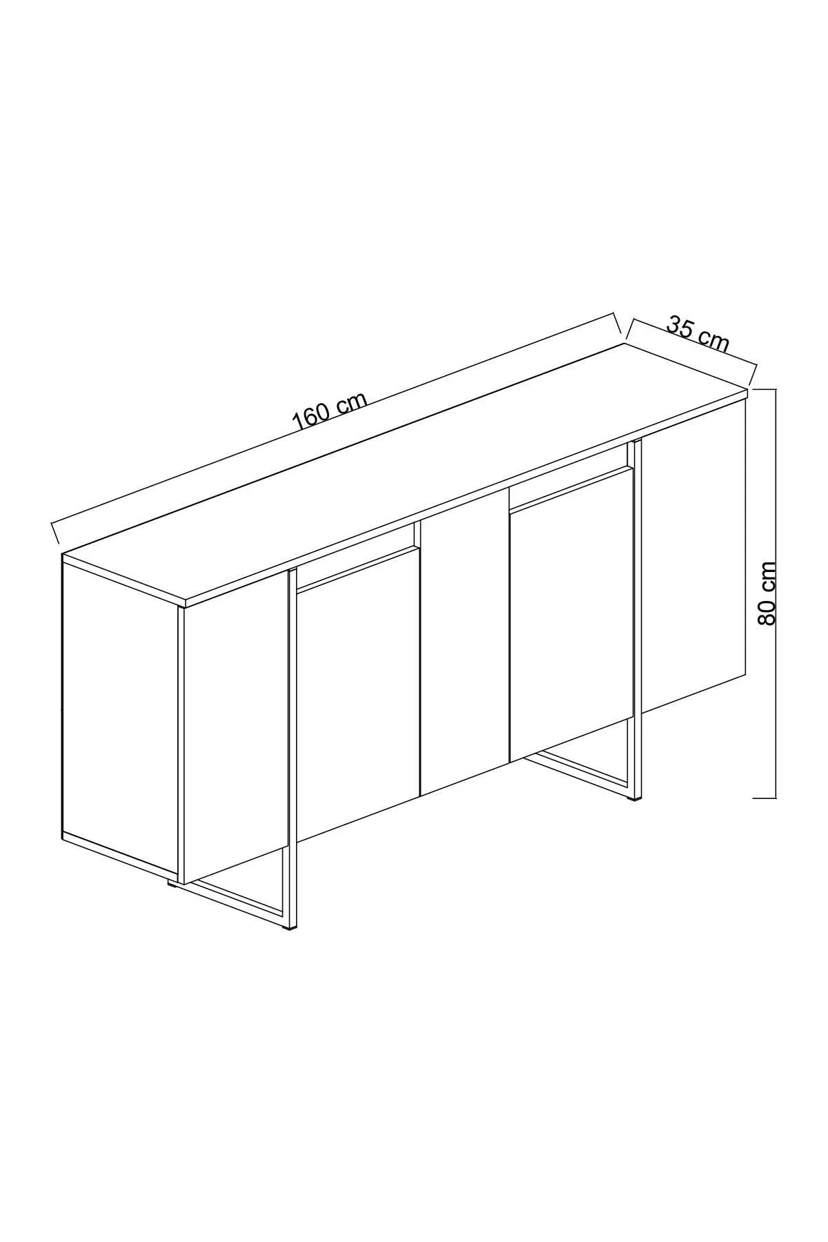 Giga Meubel - Dressoir Walnoot|Goud - 160x35x80cm - Luxe - Image 3