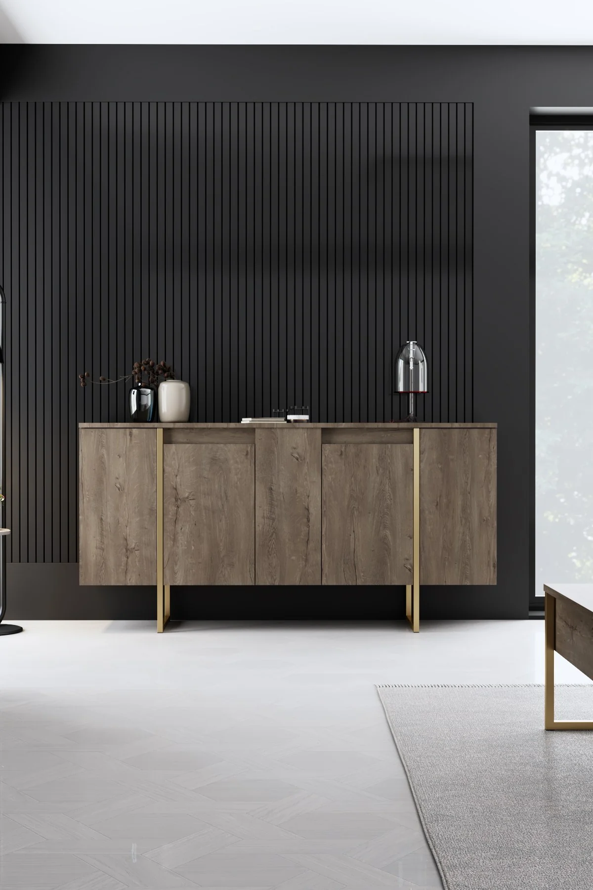 Giga Meubel - Dressoir Walnoot|Goud - 160x35x80cm - Luxe - Image 6