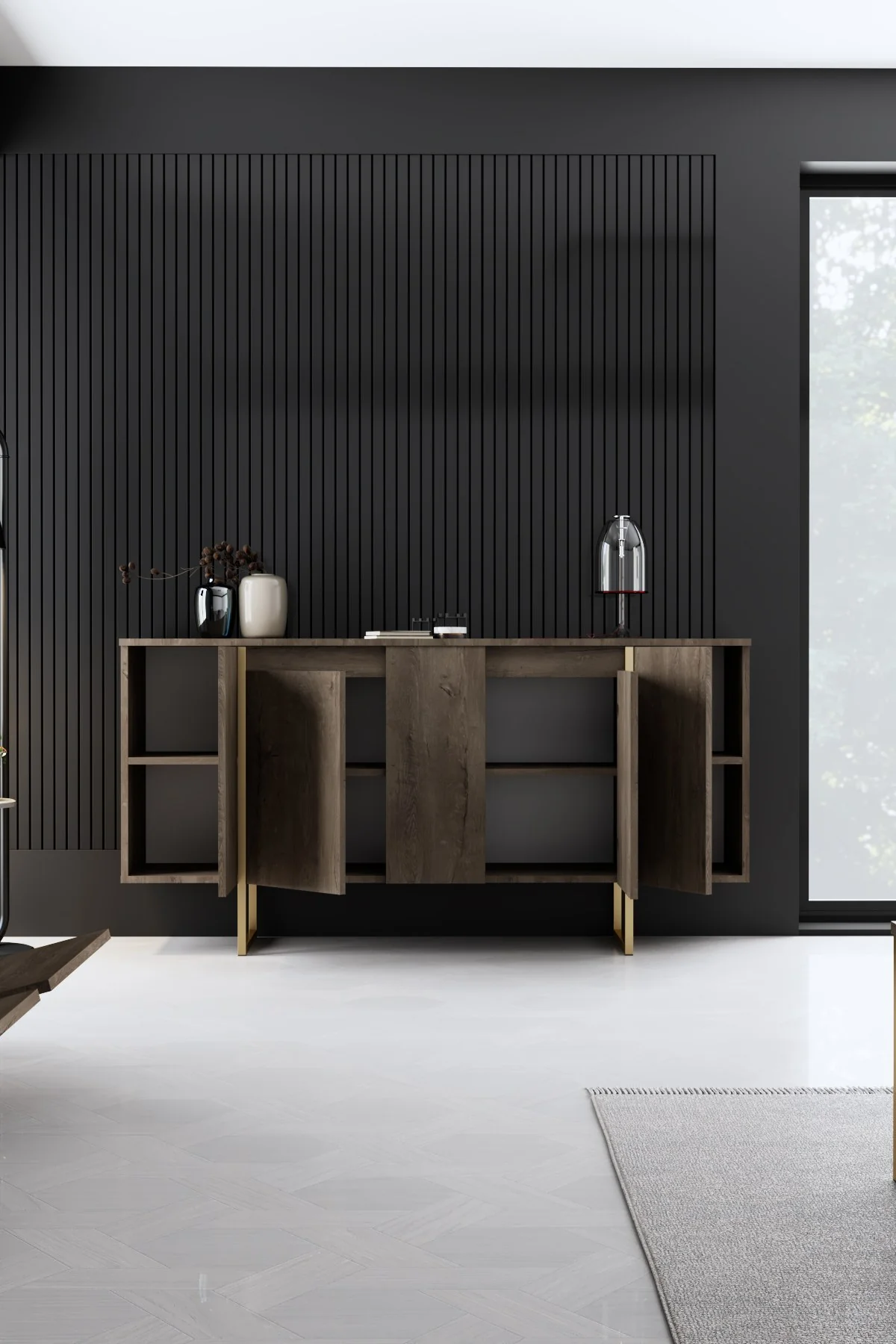 Giga Meubel - Dressoir Walnoot|Goud - 160x35x80cm - Luxe - Image 8