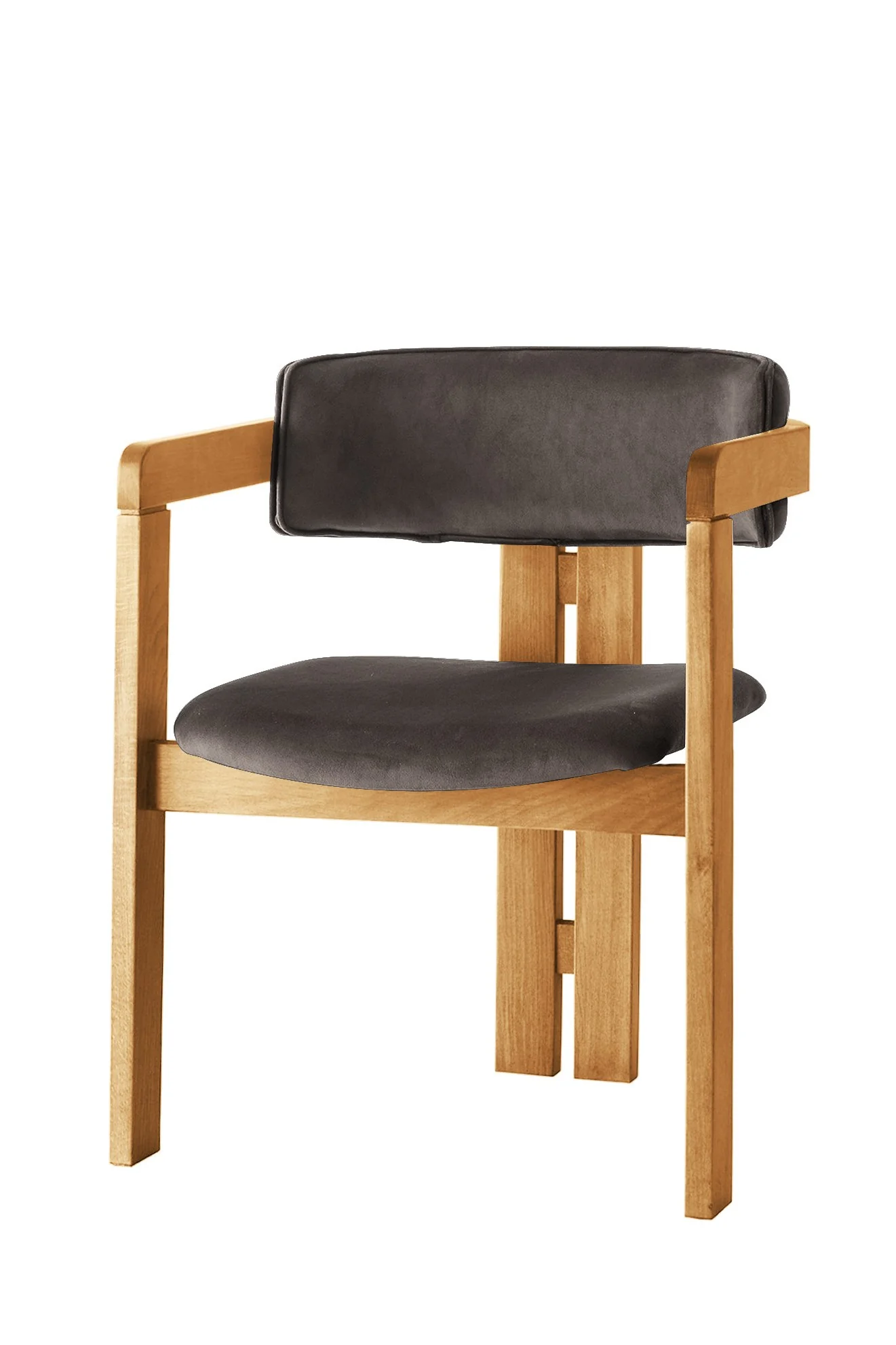 Giga Meubel - Eetkamerstoel Naturel - Antraciet|Velvet - Cozy - Image 2