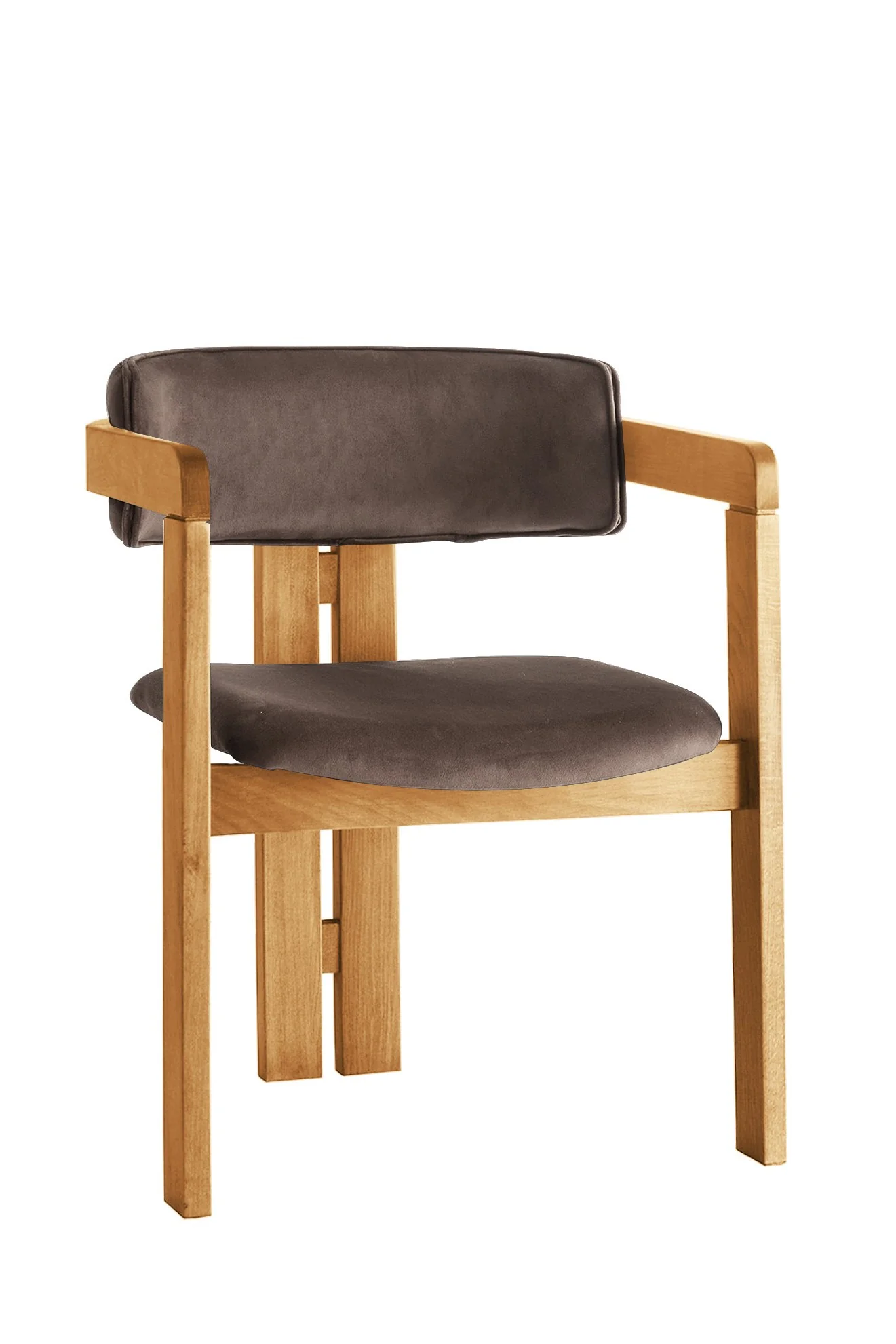 Giga Meubel - Eetkamerstoel Naturel - Donkerbruin|Velvet - Cozy