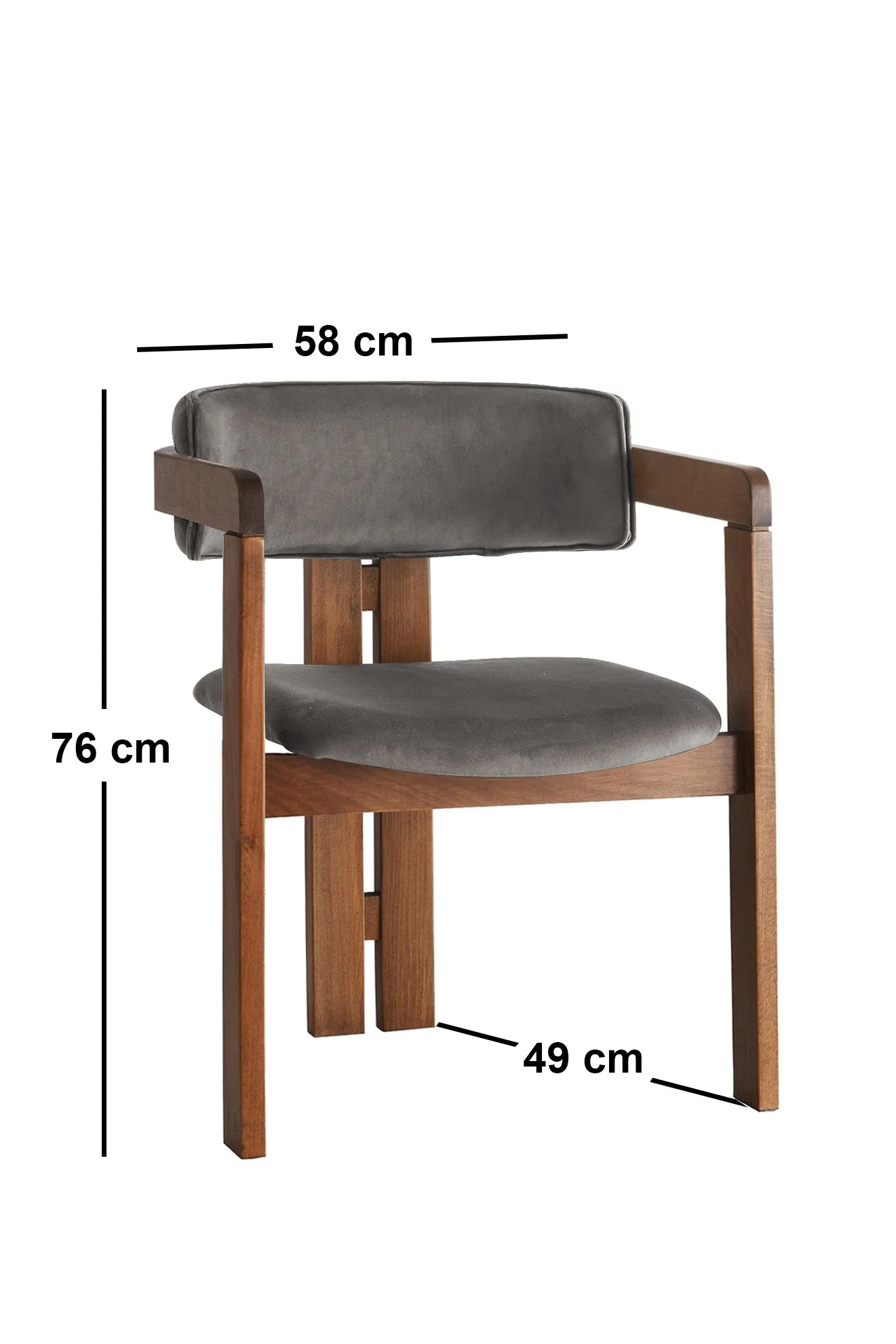 Giga Meubel - Eetkamerstoel Walnoot - Antraciet|Velvet - Cozy - Image 5