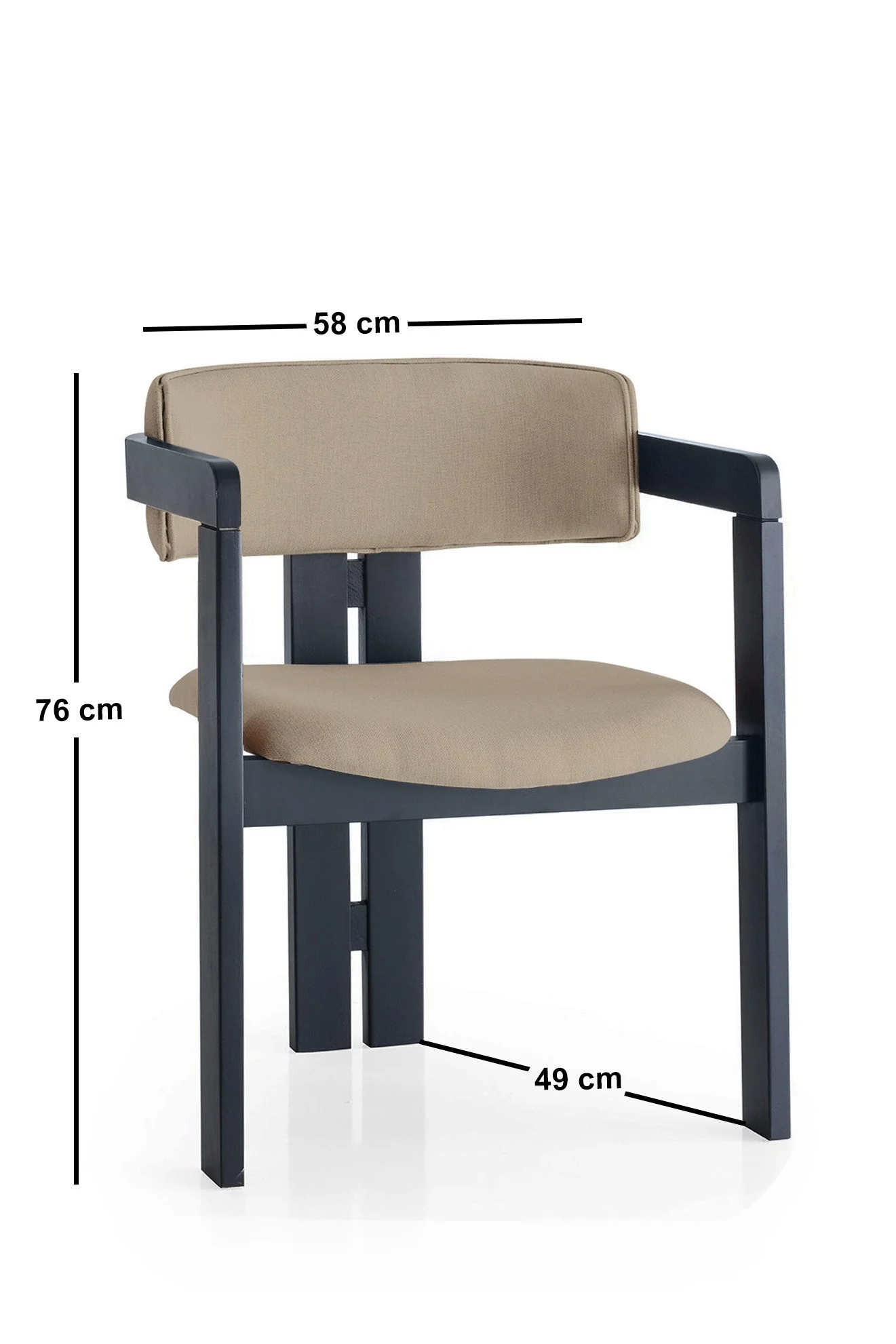 Giga Meubel - Eetkamerstoel Zwart - Taupe|Linnen - Cozy - Image 5