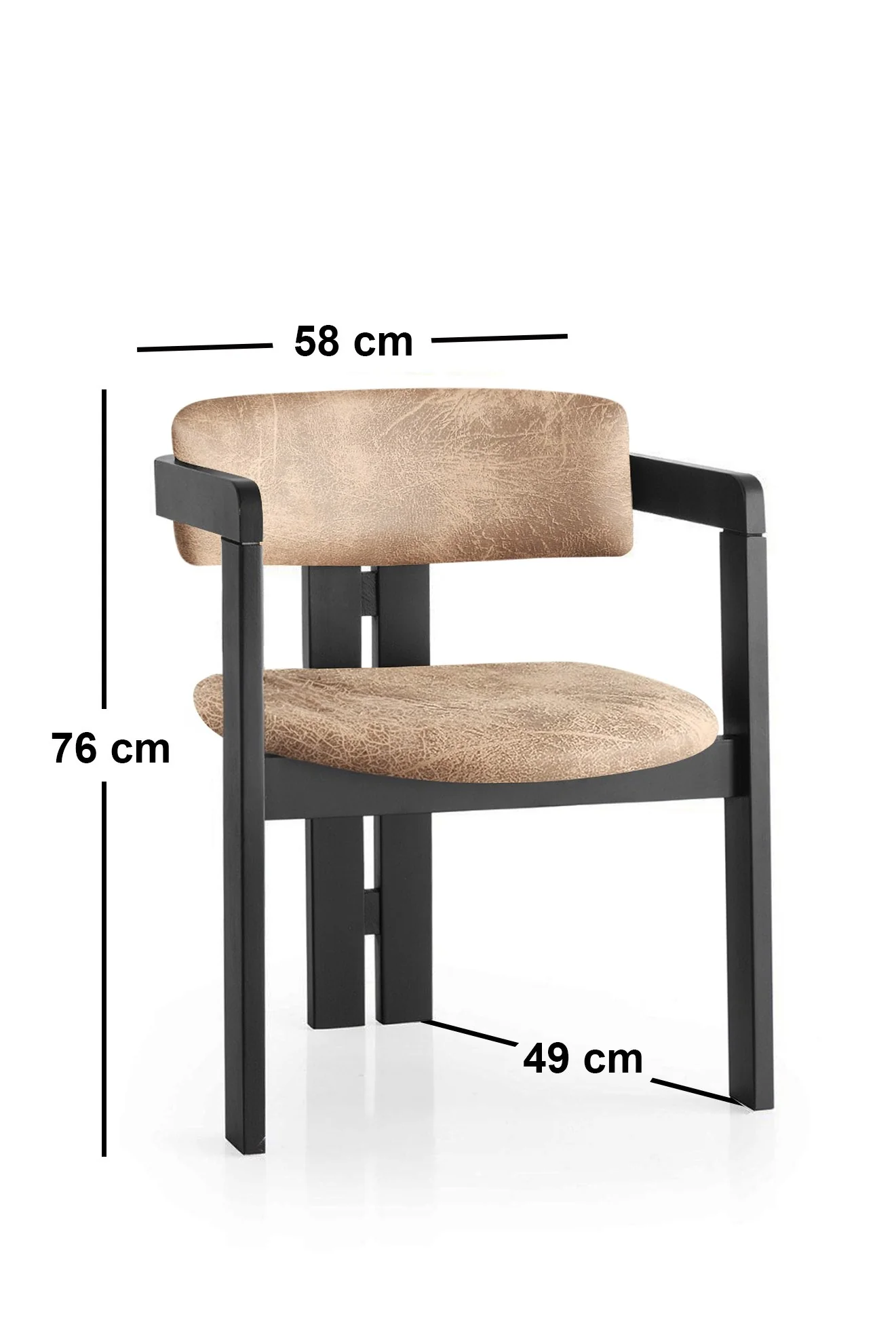 Giga Meubel - Eetkamerstoel Zwart - Taupe|Stof - Cozy - Image 5