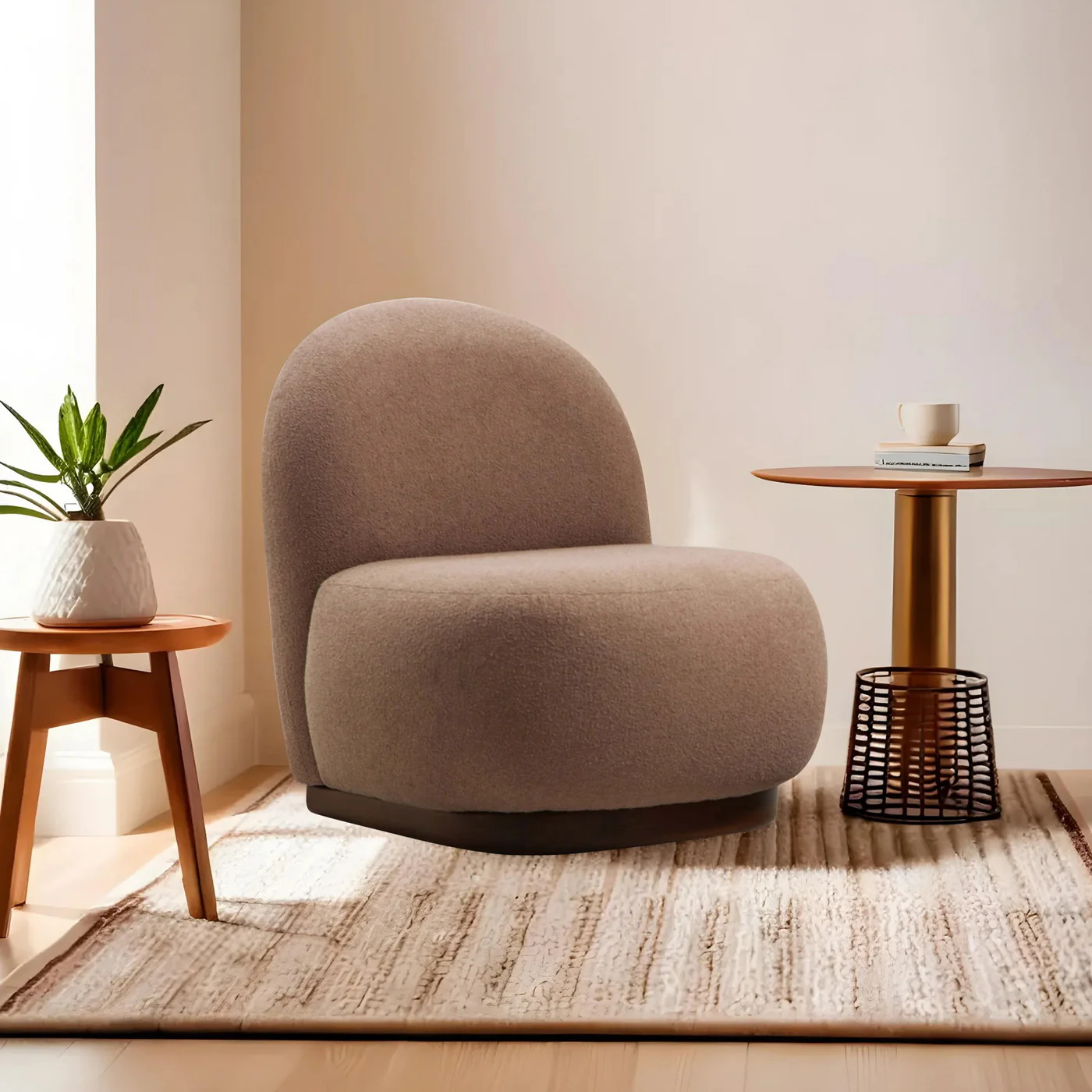 Giga Meubel - Fauteuil Stof Lichtbruin - 74x85x75cm - Tina - Image 6