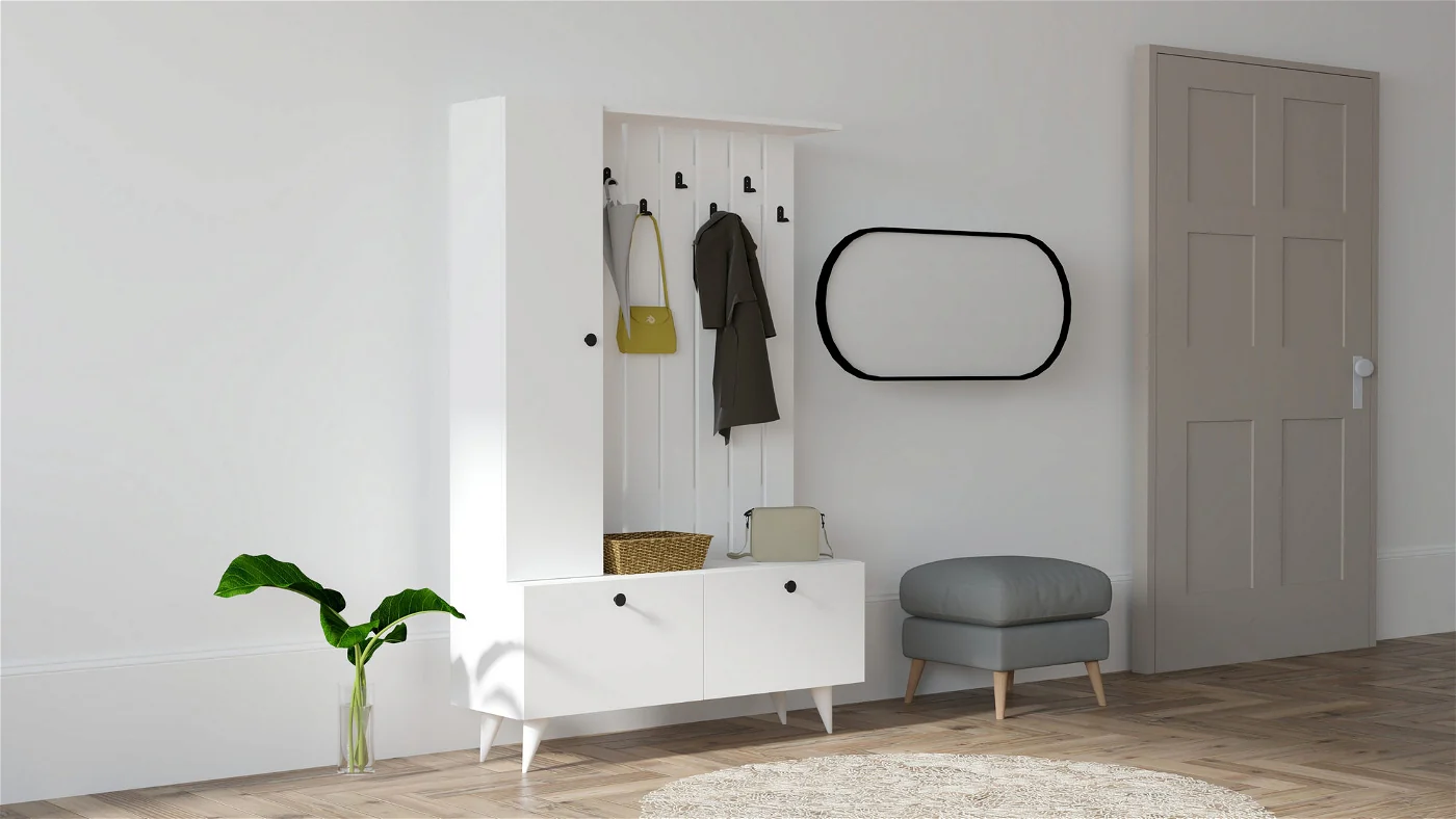 Giga Meubel - Garderobemeubel Wit Hout - 112x35x170cm - Lala - Image 2