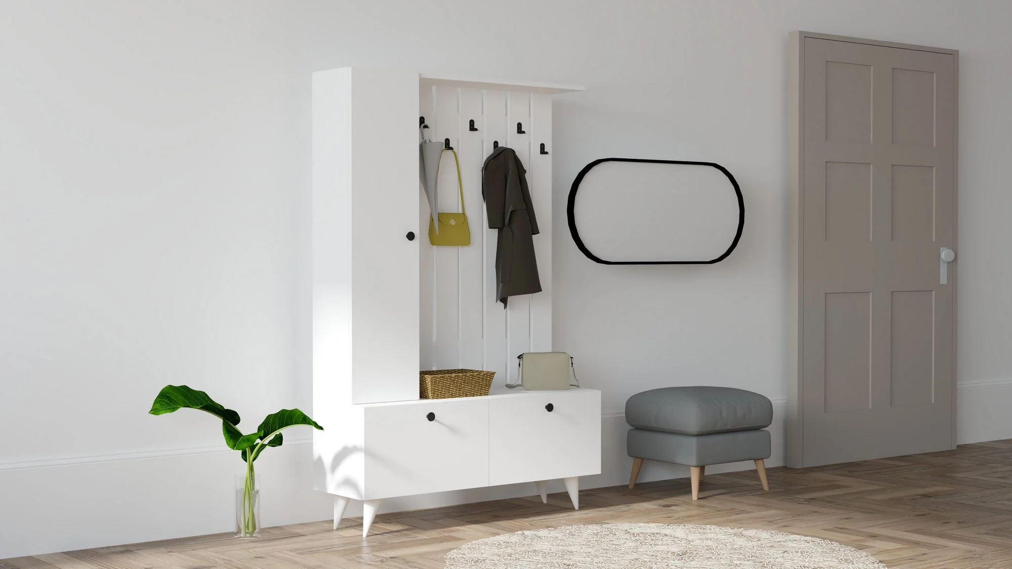 Giga Meubel - Garderobemeubel Wit Hout - 112x35x170cm - Lala - Image 4