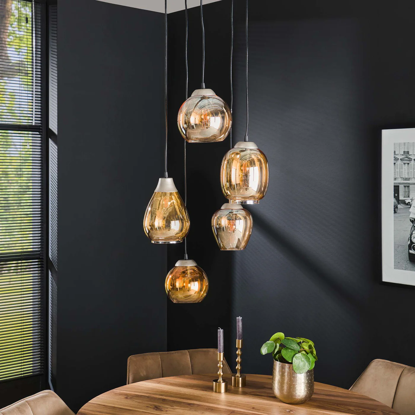 Giga Meubel - Hanglamp Amber - 5-Lichts - 150x43x43cm - Getrapt - Image 4