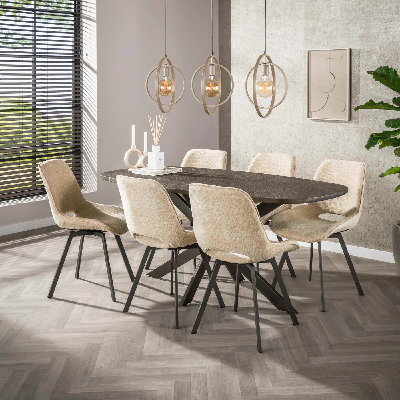 Giga Meubel - Hanglamp Beige - 3-lichts - 130x30x150cm - Turn Around - Image 5