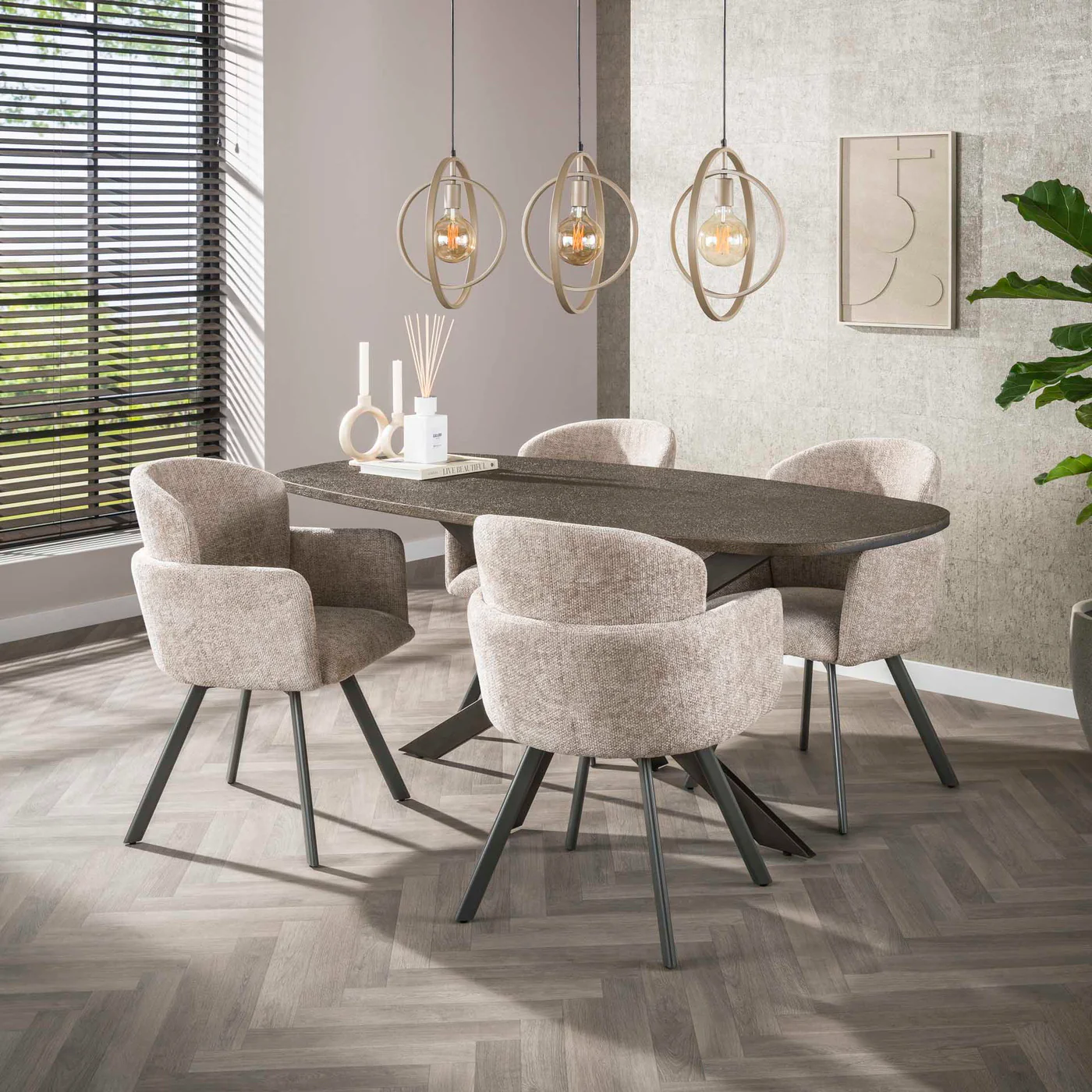 Giga Meubel - Hanglamp Beige - 3-lichts - 130x30x150cm - Turn Around - Image 6
