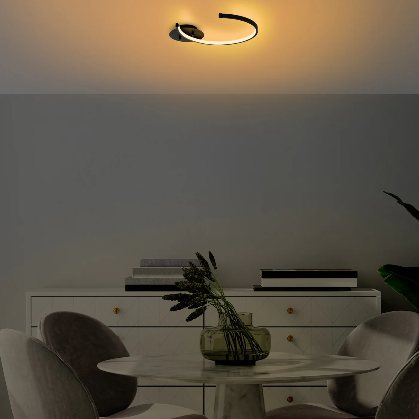 Giga Meubel - Plafondlamp Zwart Metaal - 46x33x6cm - Moon