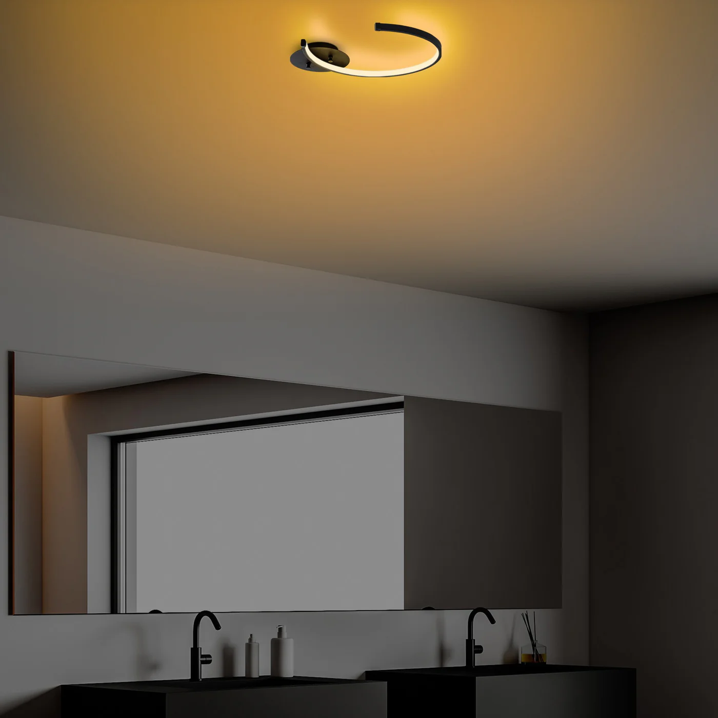Giga Meubel - Plafondlamp Zwart Metaal - 46x33x6cm - Moon - Image 2