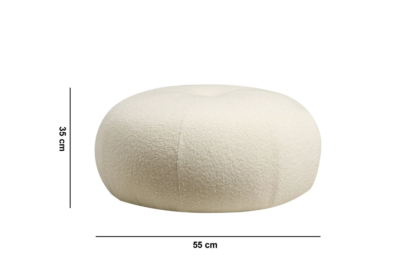 Giga Meubel - Poef Rond Bouclé Wit - 55x55x35cm - Tina - Image 7