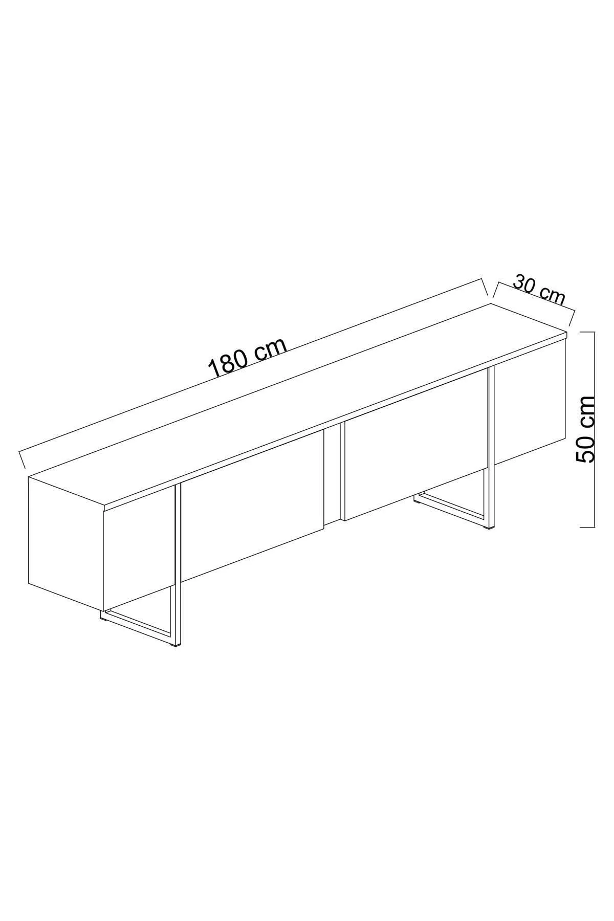 Giga Meubel - Tv-meubel Travertinlook|Goud Hout - 180x30x50cm - Luxe - Image 4
