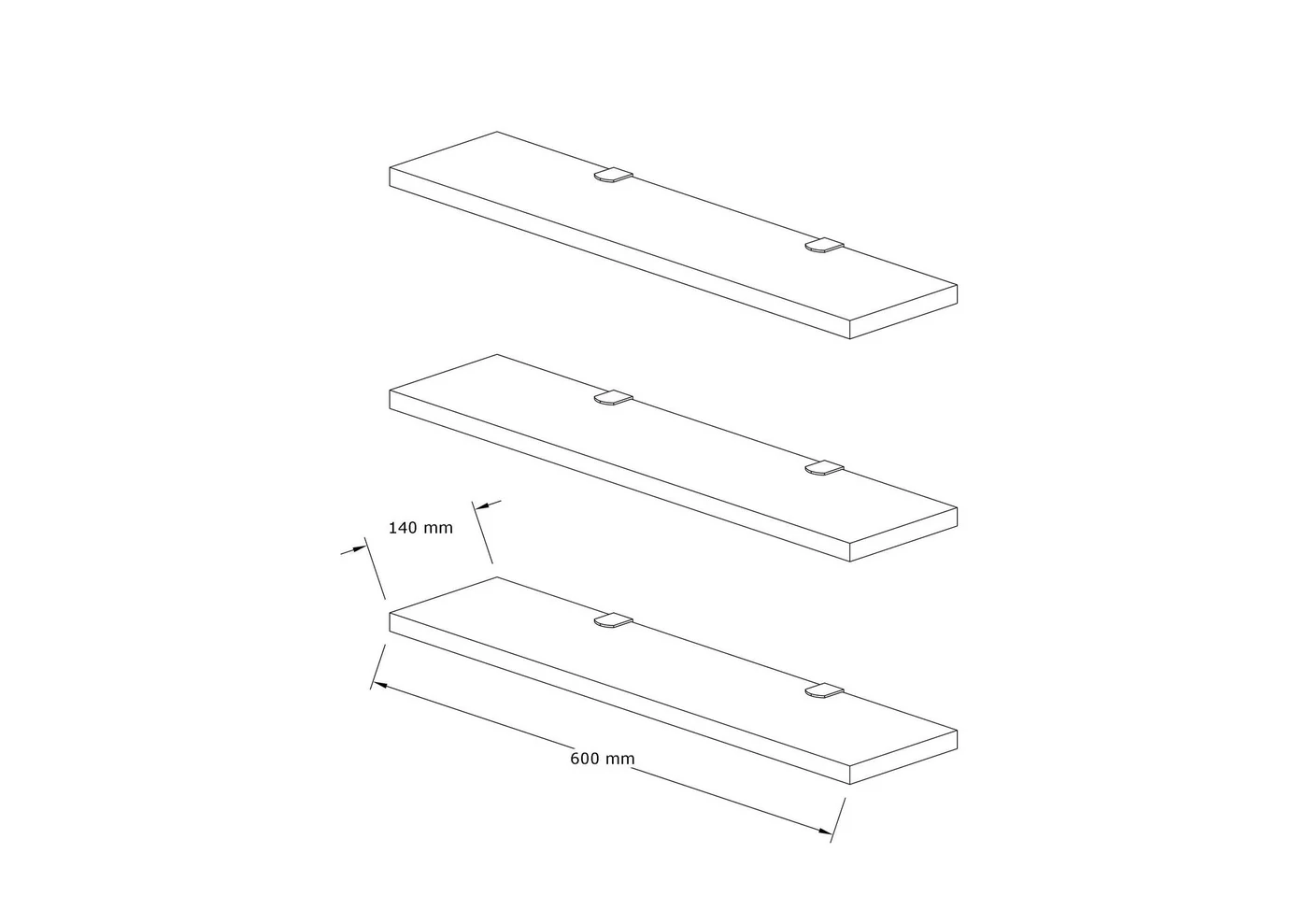 Giga Meubel - Wandplank Naturel - Set Van 3 - 60x14,5x1,8cm - Boss - Image 6