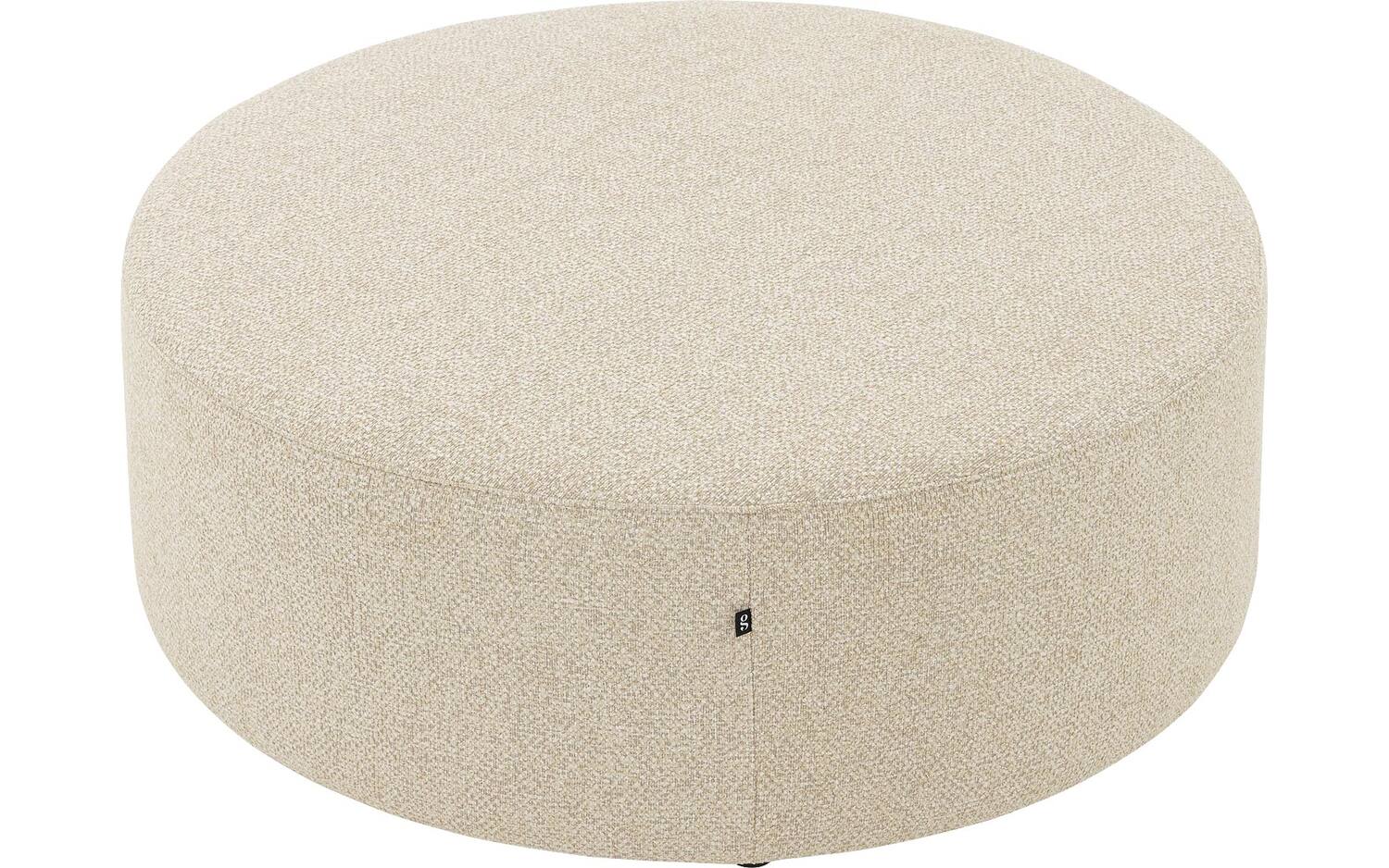 Goossens Poef Arendal in stof gemeleerd grof geweven beige - Image 3