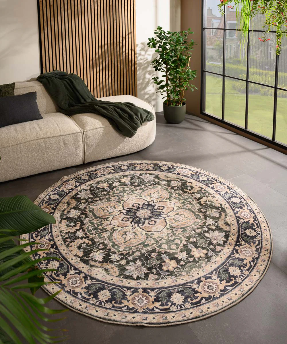 Heritaged Rond Vintage buitenkleed - Valenca Fino beige|groen - 115 cm - Image 2