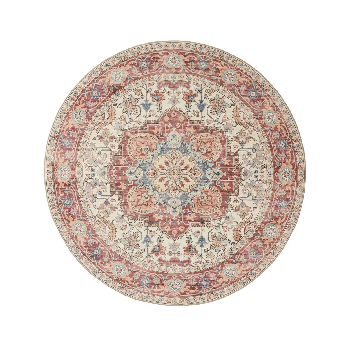 Heritaged Rond Vintage buitenkleed - Valenca Fino crème|rood - 160 cm