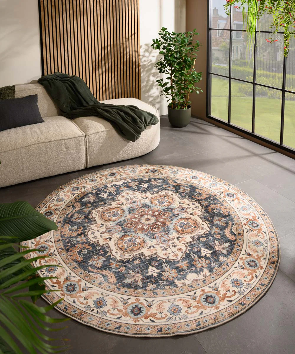 Heritaged Rond Vintage buitenkleed - Valenca Fino goud|blauw - 200 cm - Image 2