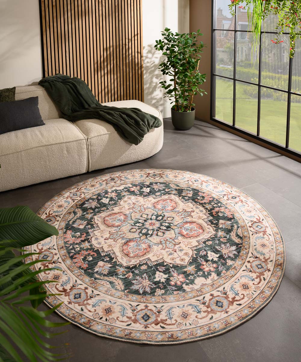 Heritaged Rond Vintage buitenkleed - Valenca Fino groen|rood - 160 cm - Image 2